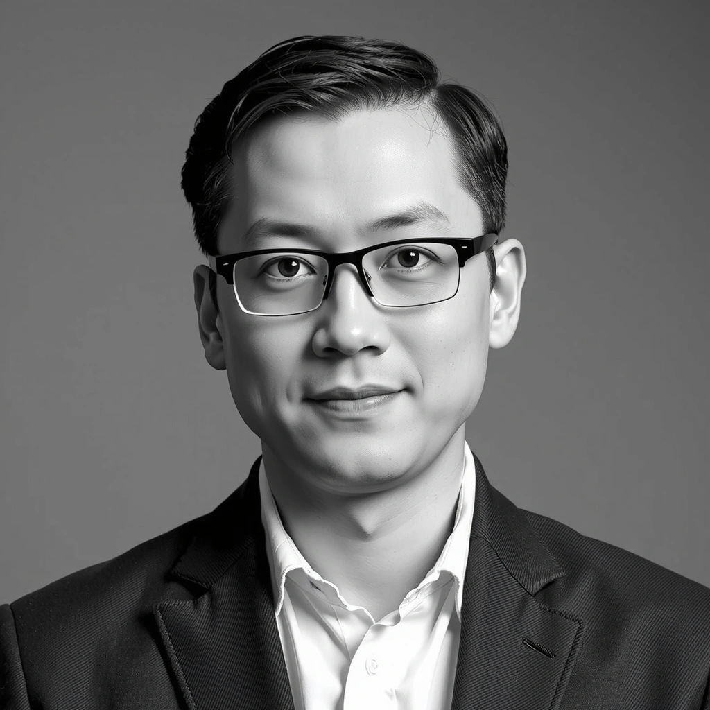 Professional headshot of David Lee, a thoughtful man with glasses and a calm expression, wearing a tailored jacket.