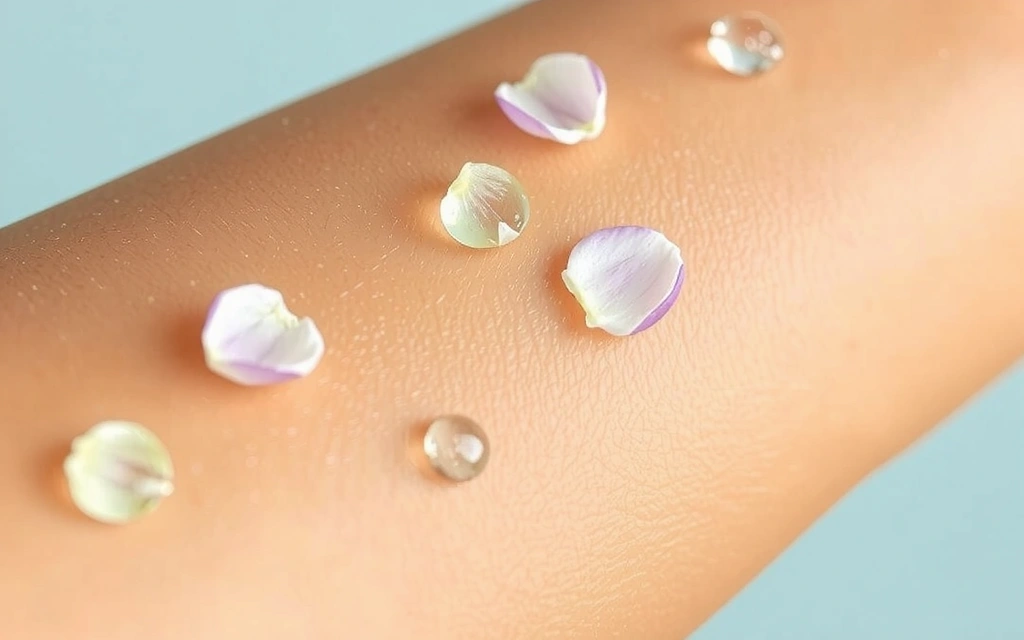 Smooth, healthy skin texture with botanical elements